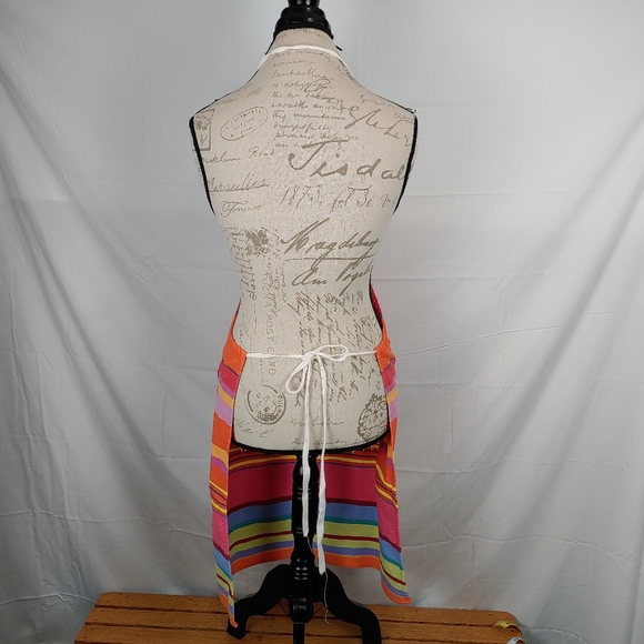 Les Toiles Du Soleil French Fabric Multicolored Stripped Apron Unisex - Picture 3 of 13